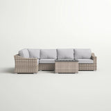 6-Piece Outdoor Wicker Sectional Seating Set With Cushions