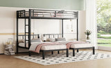 Metal Twin Over Twin Triple Bunk Bed With Guardrails - Omega Lifestyles