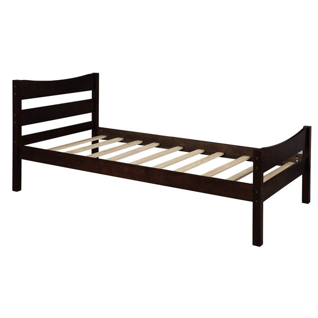 Twin Minimalist Solid Wood Platform Bed With Headboard - Omega Lifestyles