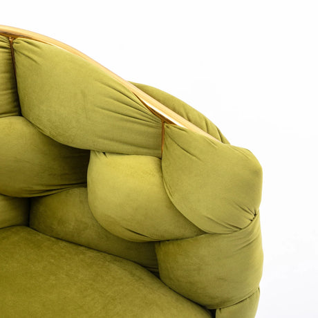 Olive Green Velvet Knitted Backrest Accent Chair - Omega Lifestyles