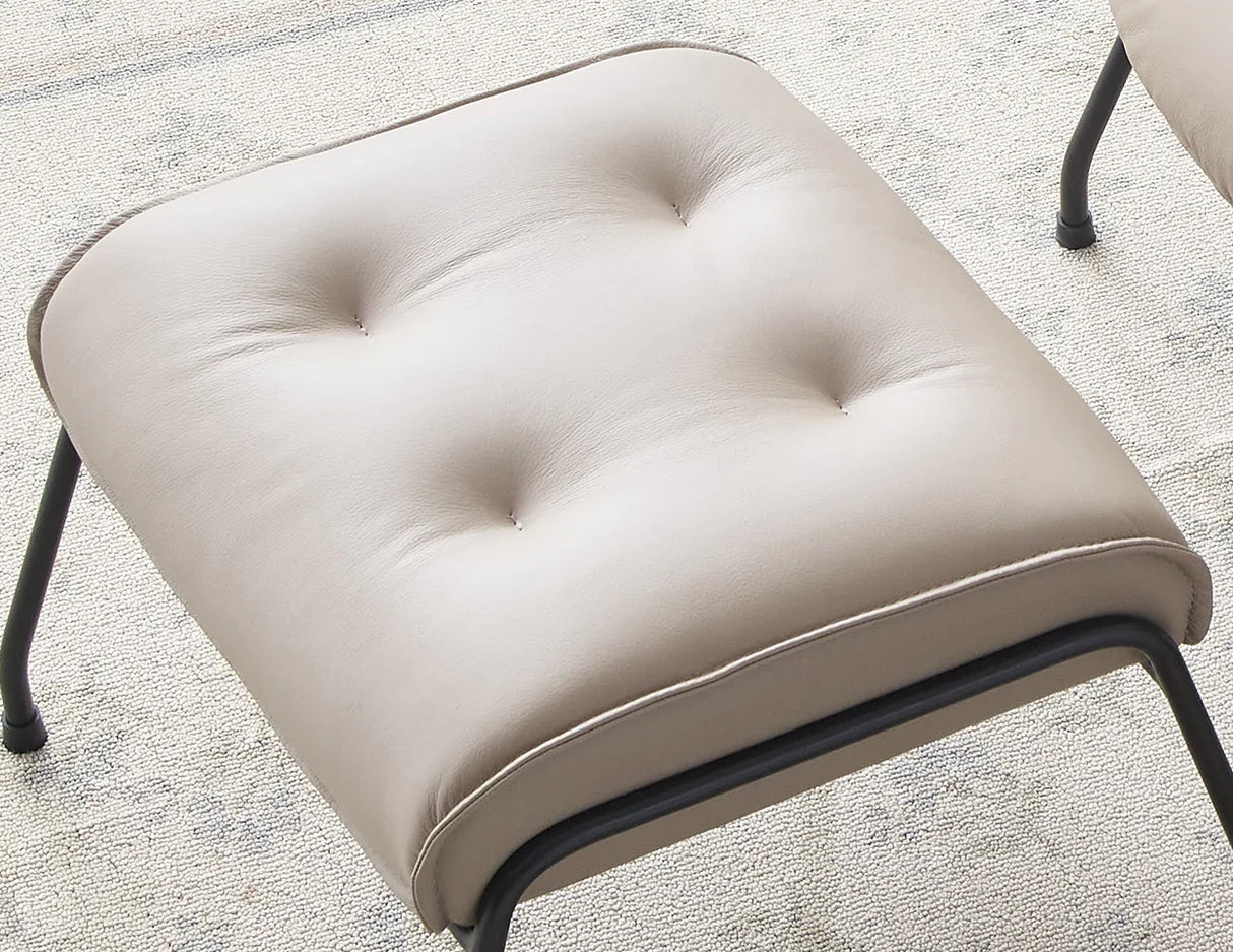 Khaki Top Grain Leather Accent Chair And Ottoman - Omega Lifestyles