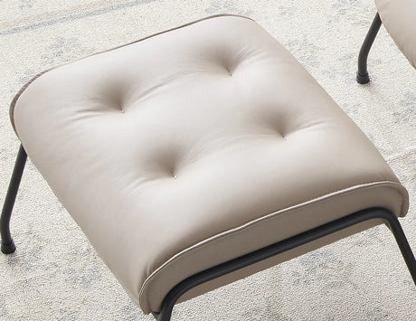 Khaki Top Grain Leather Accent Chair And Ottoman - Omega Lifestyles