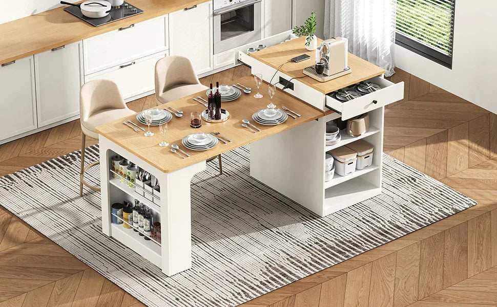 Extendable Dining Table Kitchen Island With Storage - Omega Lifestyles