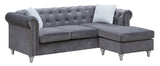 Gray Velvet Chaise Lounge Sofa With Pocketed Coil Seating - Omega Lifestyles