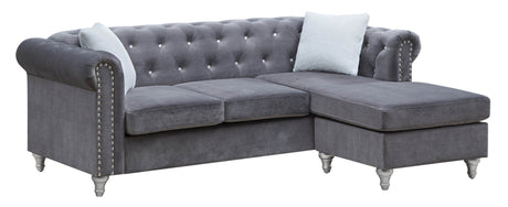 Gray Velvet Chaise Lounge Sofa With Pocketed Coil Seating - Omega Lifestyles