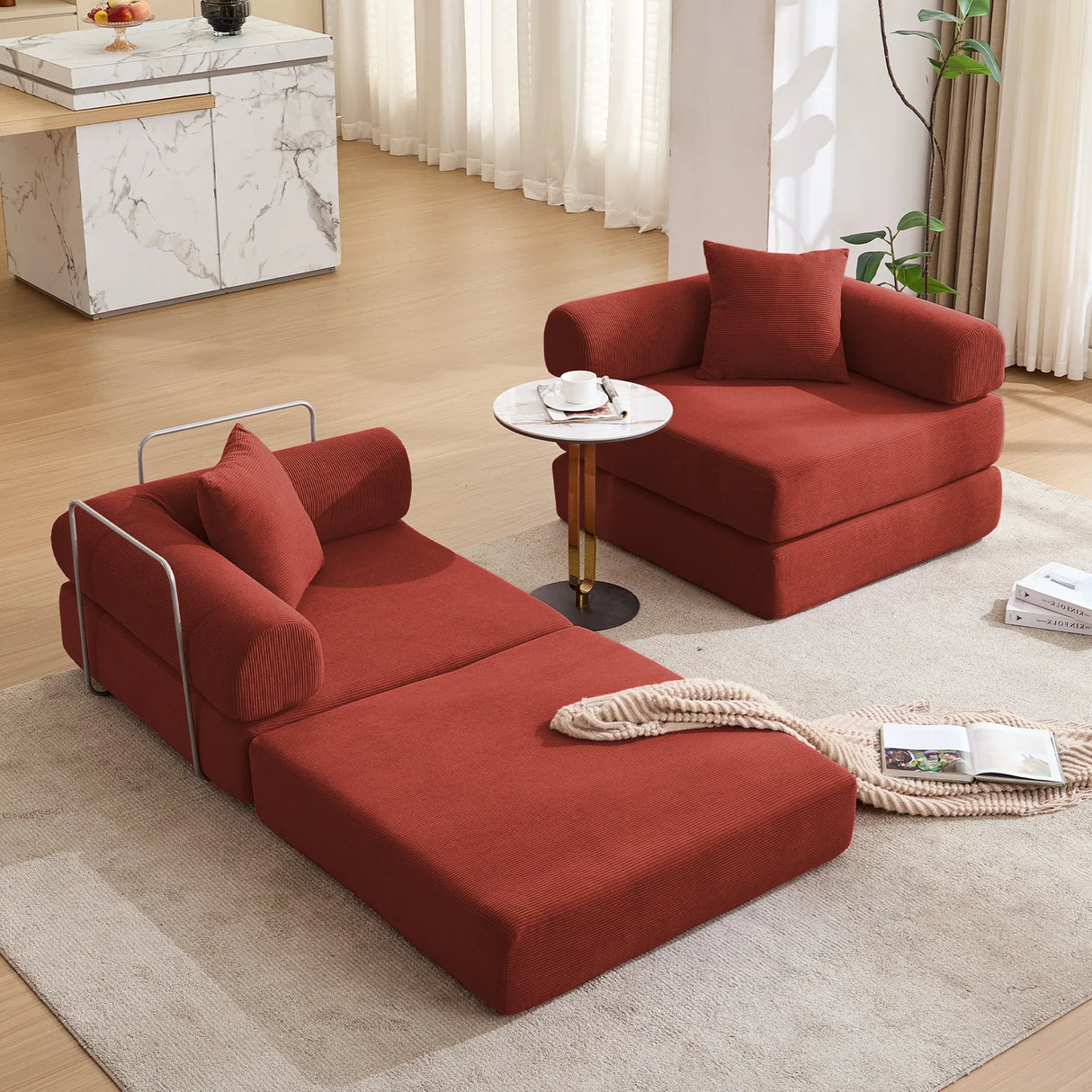 Modular Folding Convertible Corduroy Sofa Bed - Omega Lifestyles