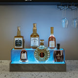 LED Lighted Modern Engineered Wood Bottle Display Shelf - Omega Lifestyles