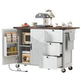 Farmhouse Kitchen Island Cart With Power Outlet - Omega Lifestyles
