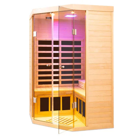 Far Infrared Carbon Crystal Pentagonal Solid Wood Sauna - Omega Lifestyles