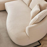 Modern Curved Sherpa Fabric 4-Seat Sofa - Omega Lifestyles