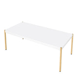 Minimalistic White Gold Finish Composite Wood Coffee Table - Omega Lifestyles