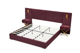 Queen Velvet Upholstered Wingback Bed Frame - Omega Lifestyles