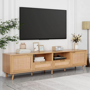 Modern Rattan TV Stand With Storage Cabinets - Omega Lifestyles