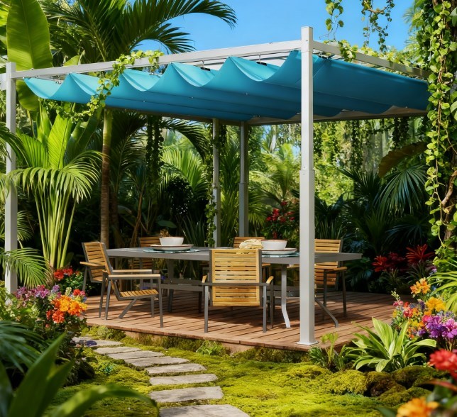 Retractable Outdoor Pergola With Magnetic Canopy
