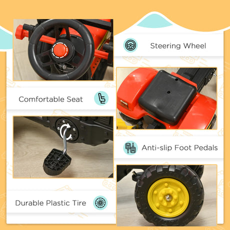 3-in-1 Kids Ride-On Excavator Pedal Car Toy - Omega Lifestyles