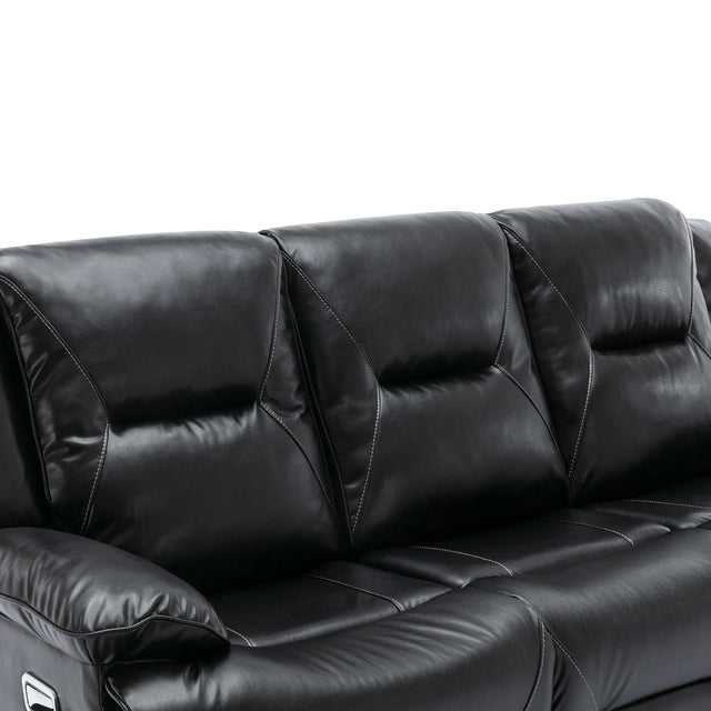 Manual Black Leather Gel Recliner Chair With LED Light Strip - Omega Lifestyles
