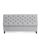Contemporary Light Gray Fabric Button-Tufted Storage Ottoman - Omega Lifestyles
