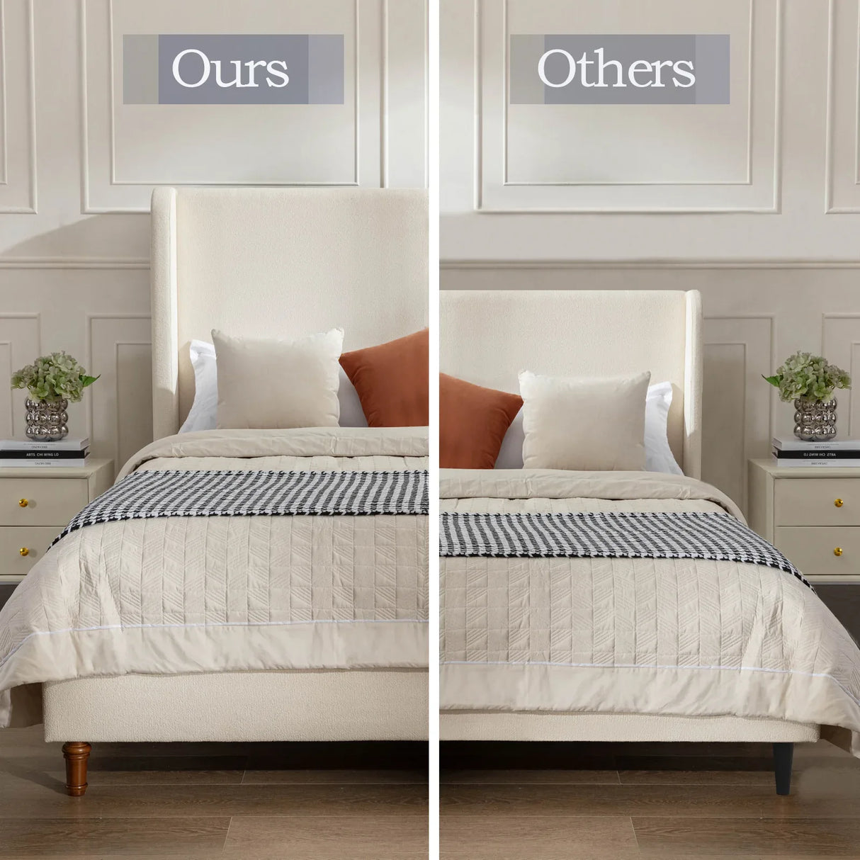 California King Contemporary Boucle Upholstered Bed Frame - Omega Lifestyles