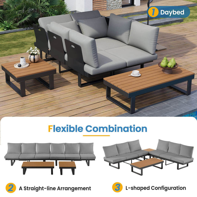 Adjustable Reclining Outdoor Sectional Patio Furniture Set - Omega Lifestyles