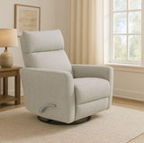 Manual Upholstered Fabric Swivel Recliner With Chrome Lever - Omega Lifestyles