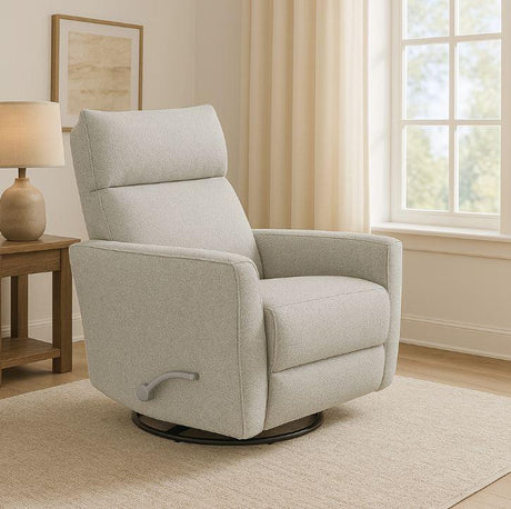 Manual Upholstered Fabric Swivel Recliner With Chrome Lever - Omega Lifestyles