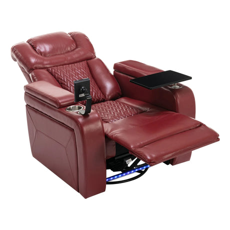 Power Recliner Chair PU Leather With USB Tray Table - Omega Lifestyles