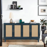 Rattan Wooden Storage Sideboard Cabinet with Shelves - Omega Lifestyles
