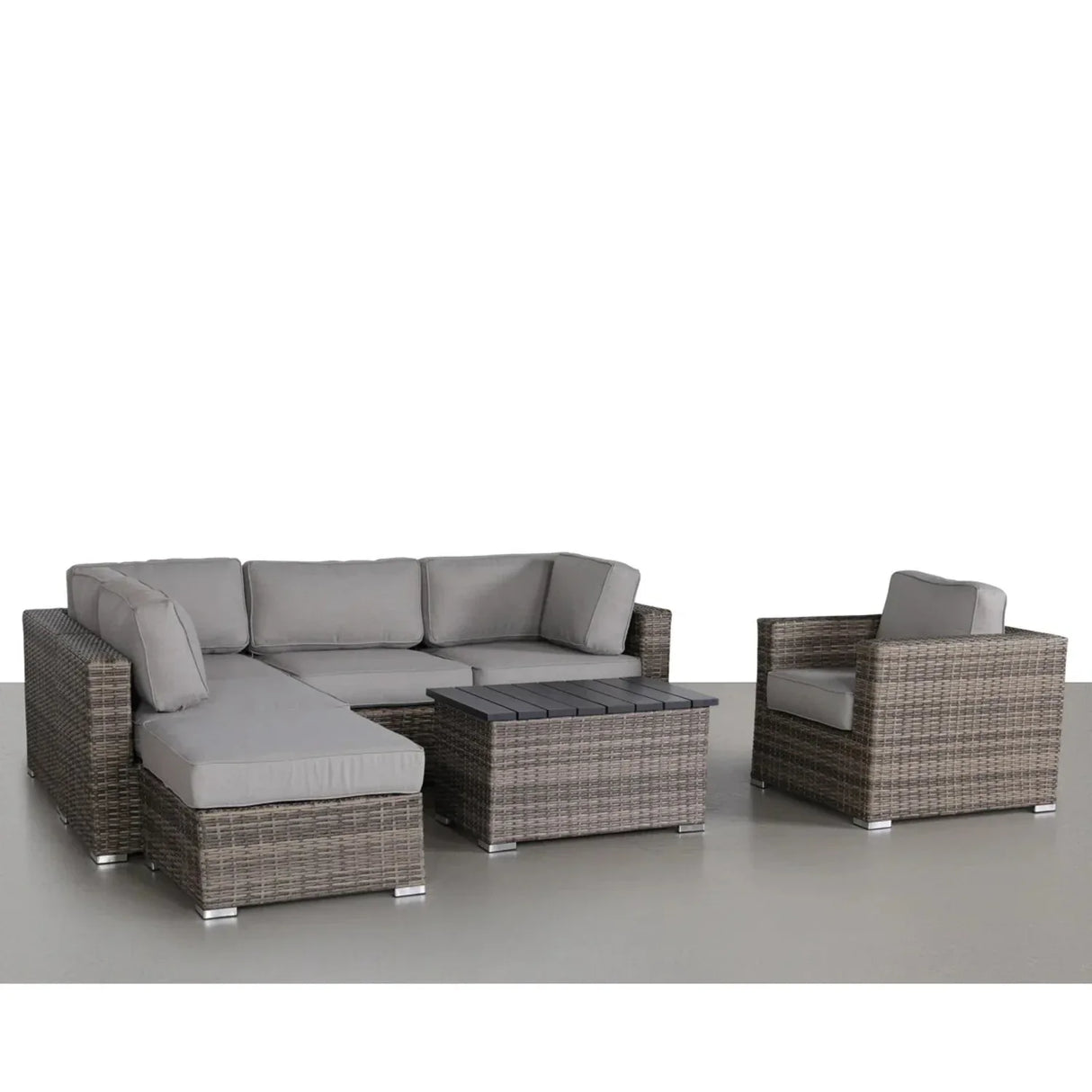 7-Piece Outdoor Wicker Seating Set With Cushions - Omega Lifestyles