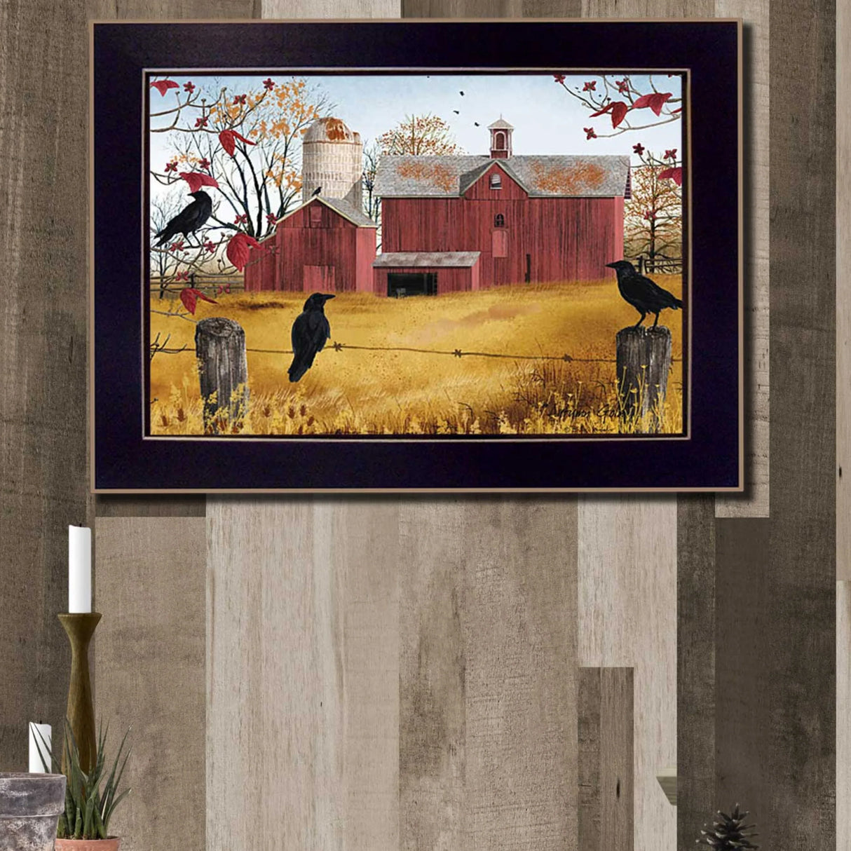 Autumn Gold Multicolor Framed MDF Wall Art Decor - Omega Lifestyles