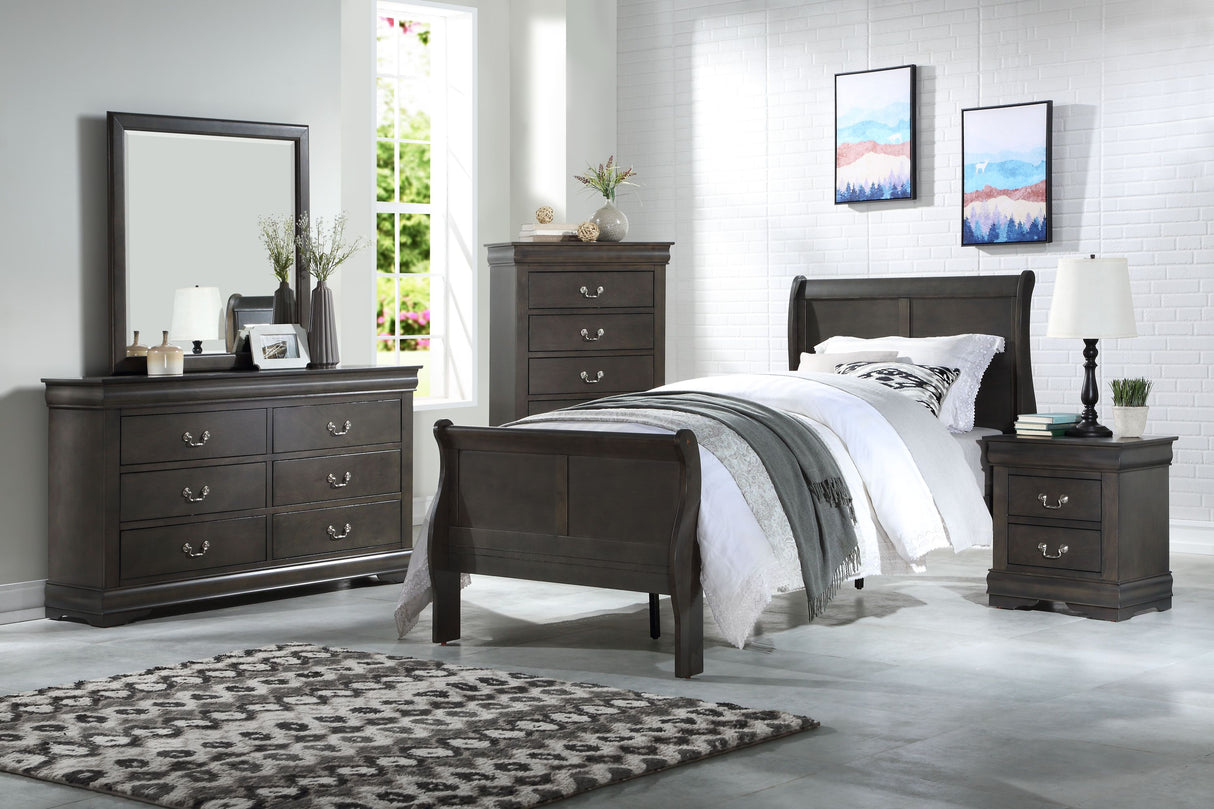 Eastern King Dark Gray Synthetic Wood 4-Piece Bedroom Set