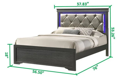 Modern Full Upholstered Wood Bed With LED Headboard - Omega Lifestyles