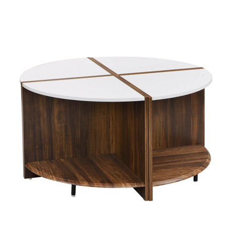 4-Piece Industrial Round MDF Coffee Table Set - Sleep Galleria