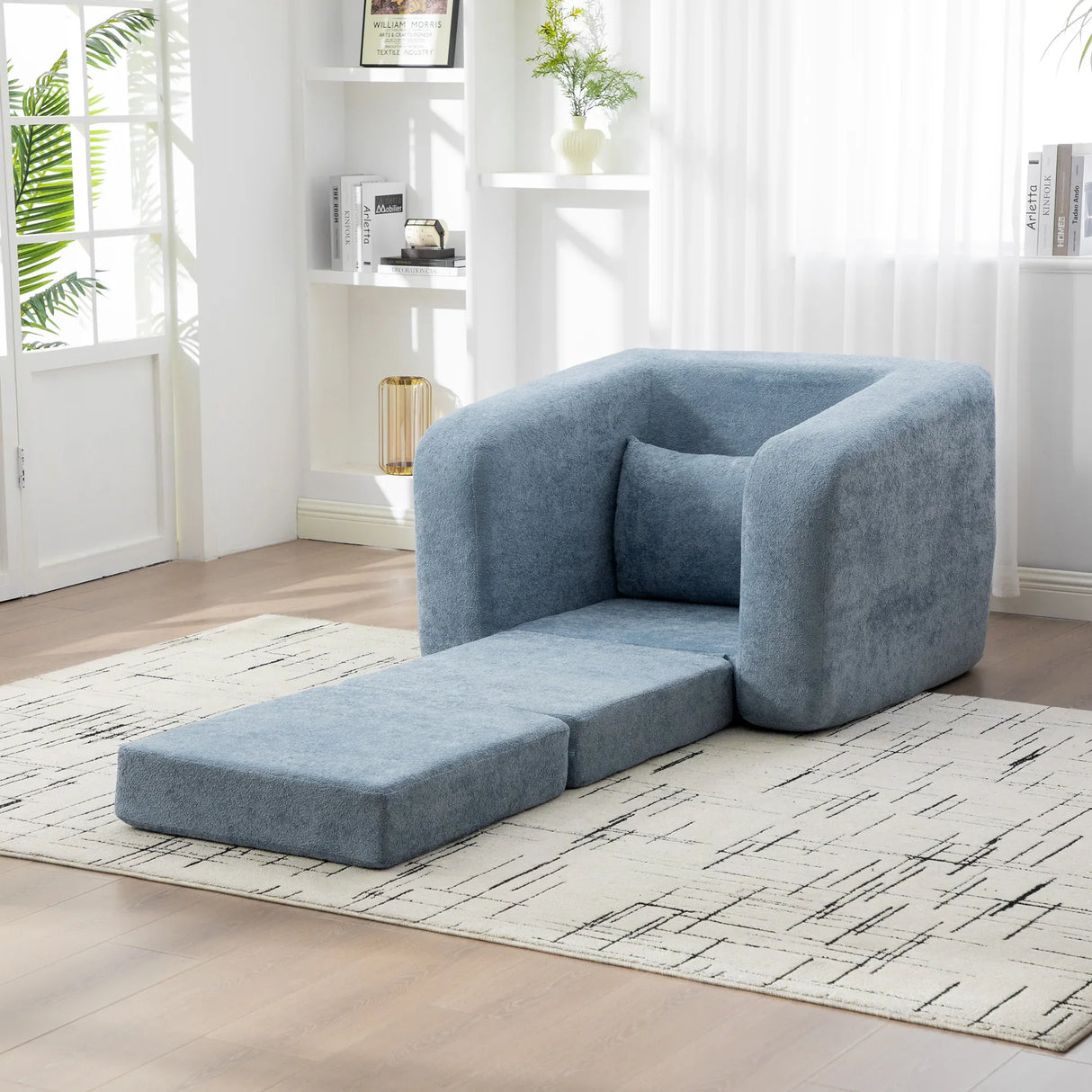 Convertible Chenille High-Density Foam Single Sofa Bed - Omega Lifestyles