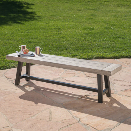Outdoor Acacia Wood Slat Panel Weather Resistant Bench - Omega Lifestyles