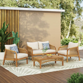 4-Piece Acacia Wood Outdoor Patio Furniture Set - Omega Lifestyles