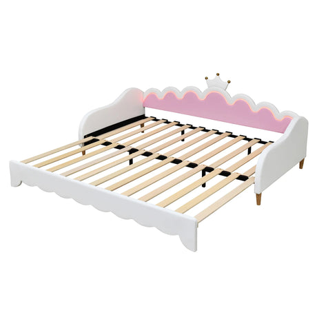 Twin Extending Upholstered Princess Daybed With LED Lights - Omega Lifestyles
