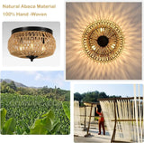 Hand-Woven Rattan Flush Mount 3-Light Ceiling Fixture - Omega Lifestyles