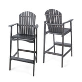 Set of 2 Acacia Wood Dark Gray Adirondack Barstools