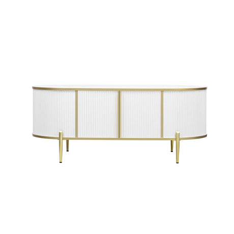 Modern Fluted MDF Coffee Table With Storage Cabinets - Omega Lifestyles