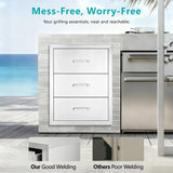 Stainless Steel Outdoor Kitchen Triple Drawer Cabinet - Omega Lifestyles