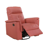 Red Genuine Leather Swivel Glider Reclining Chair - Omega Lifestyles