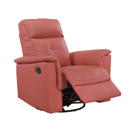 Red Genuine Leather Swivel Glider Reclining Chair - Omega Lifestyles