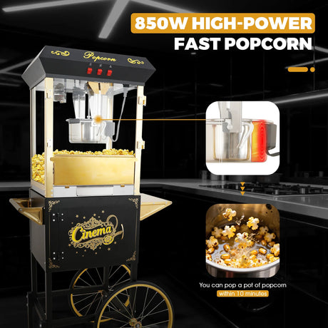 Commercial 16OZ Stainless Steel Popcorn Machine With Cart - Omega Lifestyles