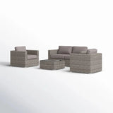4-Person Outdoor Grey Mix Rattan Wicker Seating Set - Omega Lifestyles