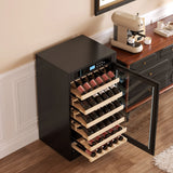 Black Wood Tempered Glass Wine Cooler With Touch Display - Omega Lifestyles