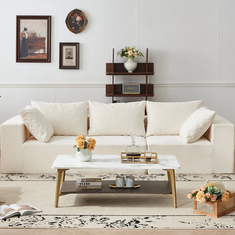 Golden White MDF Metal Frame Rectangular Coffee Table - Omega Lifestyles
