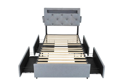 Twin Upholstered Bed Frame With USB Charging Station - Omega Lifestyles