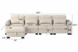 Beige Modular L-Shaped 5-Seat Foam Cushion Sofa With Ottoman - Omega Lifestyles