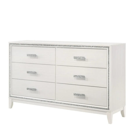 White Synthetic Wood Six-Drawer Bedroom Dresser - Omega Lifestyles