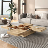 Square Storage Coffee Table Sliding Top Natural Veneer - Omega Lifestyles